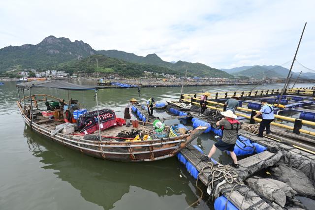 (260710) -- NINGDE, July 10, 2026 (Xinhua) -- Officials and police officers assist aquaculture workers in evacuation in Ningde, southeast China's Fujian Province, July 10, 2026. China's Ministry of Emergency Management (MEM) on Friday activated a Level III geological disaster emergency response for the country's eastern provinces of Zhejiang and Fujian.
   According to the MEM, influenced by Typhoon Bavi, the ninth typhoon of 2026, southern Zhejiang and northeastern Fujian are expected to experience heavy to torrential rainfall from Friday to Monday, with some areas facing extremely heavy rainfall. (Xinhua/Jiang Kehong)