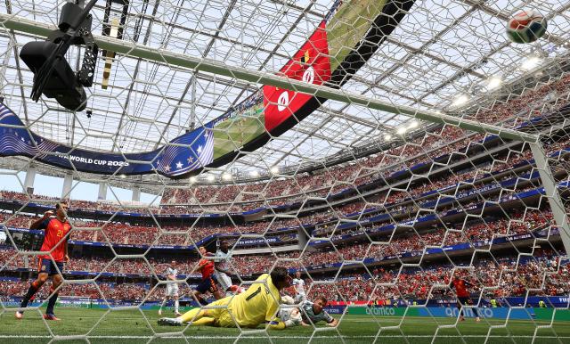 (260711) -- LOS ANGELES, July 11, 2026 (Xinhua) -- Fabian Ruiz (3rd L) of Spain shoots to score during the quarter final match between Spain and Belgium at the 2026 FIFA World Cup at Los Angeles Stadium in Los Angeles, the United States, July 10, 2026. (Xinhua/Bai Xuefei)