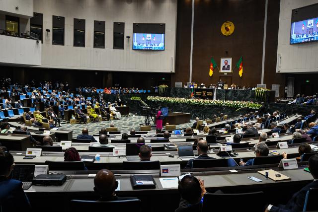 (260710) -- YAOUNDE, July 10, 2026 (Xinhua) -- Photo taken on July 10, 2026 shows parliamentarians and guests attending the opening of the 51st plenary session of the Parliamentary Assembly of La Francophonie in Yaounde, Cameroon. Parliamentarians from across the French-speaking world gathered in Cameroon Friday for the 51st plenary session of the Parliamentary Assembly of La Francophonie, or APF. (Xinhua/Kepseu)