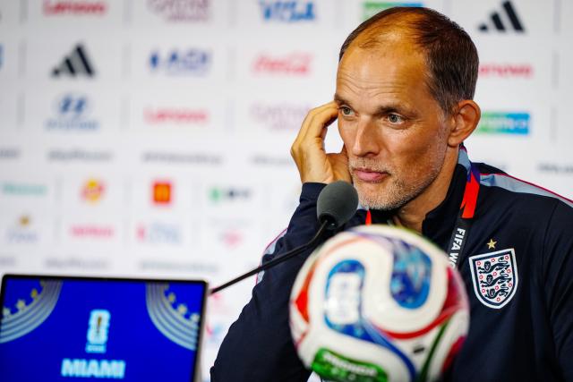 (260711) -- MIAMI, July 11, 2026 (Xinhua) -- Thomas Tuchel, head coach of England, attends a press conference ahead of quarterfinal between Norway and England at the 2026 FIFA World Cup in Miami, the United States, July 10, 2026. (Xinhua/Jia Haocheng)
