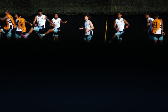 (260711) -- KANSAS CITY, July 11, 2026 (Xinhua) -- Players of Argentina attend a training session ahead of the quarterfinal between Argentina and Switzerland at the 2026 FIFA World Cup in Kansas City, the United States, on July 10, 2026. (Xinhua/Xiao Yijiu)