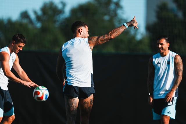 (260711) -- KANSAS CITY, July 11, 2026 (Xinhua) -- Players of Argentina attend a training session ahead of the quarterfinal between Argentina and Switzerland at the 2026 FIFA World Cup in Kansas City, the United States, on July 10, 2026. (Xinhua/Xu Chang)
