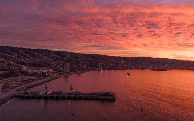 (260711) -- VALPARAISO, July 11, 2026 (Xinhua) -- An aerial drone photo taken on July 10, 2026 shows a coastal view of Valparaiso, Chile. Valparaiso is one of the country's most important port cities.
   In 2003, the historic quarter of the seaport city of Valparaiso was designated as a World Heritage Site by the United Nations Educational, Scientific and Cultural Organization (UNESCO). (Xinhua/Zhou Jiayi)