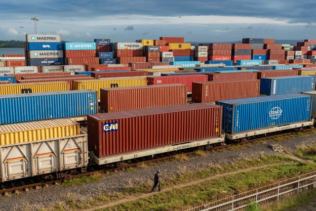 (260713) -- MOMBASA, July 13, 2026 (Xinhua) -- A staff member checks the containers at Port Reitz Station on the Mombasa-Nairobi Standard Gauge Railway (SGR) in Mombasa, Kenya, July 10, 2026.
  Effective May 1, China has implemented a zero-tariff policy on products from 53 African countries with which it maintains diplomatic relations.
  According to the Africa Star Railway Operation Company, Kenya's Standard Gauge Railway (SGR) operated a total of 3,931 freight trains in the first half of 2026, transporting 4.278 million tonnes of cargo, with average daily cargo volume up 12.3 percent year on year. Container shipments from Nairobi to Mombasa rose sharply in May and June following the implementation of the zero-tariff policy, increasing by about 44 percent compared with the average monthly volume recorded earlier this year. (Xinhua/Xie Jianfei)