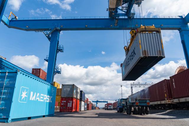 (260713) -- MOMBASA, July 13, 2026 (Xinhua) -- A crane hoists a container at Port Reitz Station on the Mombasa-Nairobi Standard Gauge Railway (SGR) in Mombasa, Kenya, July 9, 2026.
  Effective May 1, China has implemented a zero-tariff policy on products from 53 African countries with which it maintains diplomatic relations.
  According to the Africa Star Railway Operation Company, Kenya's Standard Gauge Railway (SGR) operated a total of 3,931 freight trains in the first half of 2026, transporting 4.278 million tonnes of cargo, with average daily cargo volume up 12.3 percent year on year. Container shipments from Nairobi to Mombasa rose sharply in May and June following the implementation of the zero-tariff policy, increasing by about 44 percent compared with the average monthly volume recorded earlier this year. (Xinhua/Xie Jianfei)
