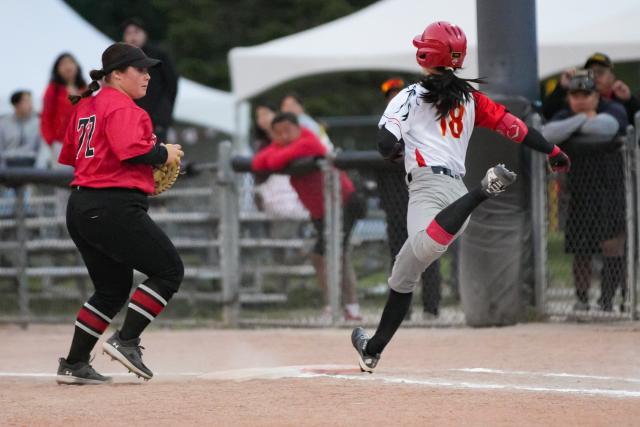 (260713) -- SURREY, July 13, 2026 (Xinhua) -- Sang Yujuan of China (R) competes during the final game between China and Canada at the 2026 Canada Cup International Softball Championship in Surrey, British Columbia, Canada, July 12, 2026.
Canada claimed the championship title with a 7-3 victory over China, while China finished as the first runner-up. (Photo by Liang Sen/Xinhua)