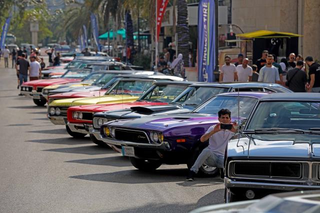 (260713) -- ALEY, July 13, 2026 (Xinhua) -- People visit the classic cars exhibition in Aley, Lebanon, July 12, 2026. (Xinhua/Bilal Jawich)