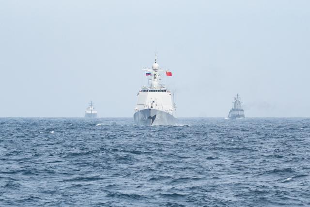 (260713) -- QINGDAO, July 13, 2026 (Xinhua) -- Chinese and Russian naval vessels sail in formation towards the designated sea area during the maritime phase of the "Joint Sea-2026" exercise between China and Russia, July 10, 2026. The "Joint Sea-2026" exercise between China and Russia concluded at a military port in Qingdao in east China's Shandong Province Monday, with all planned exercise missions finished.
   Launched on July 6, the "Joint Sea-2026" is the twelfth in the series dating back to 2012. (Xinhua/Li Jie)