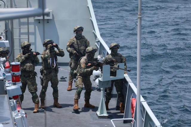(260713) -- QINGDAO, July 13, 2026 (Xinhua) -- Chinese marines conduct live-fire drill during the maritime phase of the "Joint Sea-2026" exercise between China and Russia, July 9, 2026. The "Joint Sea-2026" exercise between China and Russia concluded at a military port in Qingdao in east China's Shandong Province Monday, with all planned exercise missions finished.
   Launched on July 6, the "Joint Sea-2026" is the twelfth in the series dating back to 2012. (Photo by Li Fengxiang/Xinhua)