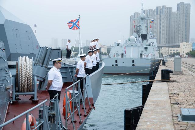 (260713) -- QINGDAO, July 13, 2026 (Xinhua) -- This photo taken on July 13, 2026 shows the conclusion ceremony of the "Joint Sea-2026" exercise between China and Russia at a military port in Qingdao, east Chinese Shandong Province. The "Joint Sea-2026" exercise between China and Russia concluded at a military port in Qingdao in east China's Shandong Province Monday, with all planned exercise missions finished.
   Launched on July 6, the "Joint Sea-2026" is the twelfth in the series dating back to 2012. (Xinhua/Li Jie)