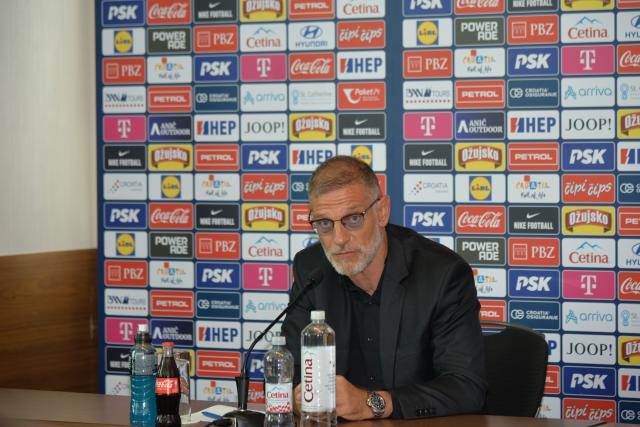 (260713) -- ZAGREB, July 13, 2026 (Xinhua) -- Slaven Bilic, new head coach of Croatia's national football team, speaks at a press conference in Zagreb, Croatia, on July 13, 2026. The Croatian Football Federation (HNS) on Monday appointed Slaven Bilic as head coach of the national football team. (Xinhua/Ma Zhen)