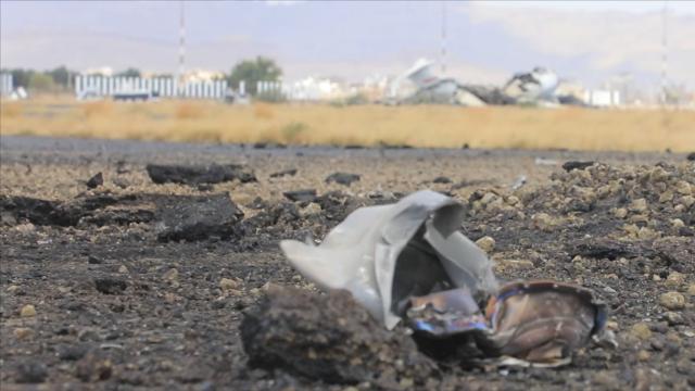 (260713) -- SANAA, July 13, 2026 (Xinhua) -- Metal fragments are seen at Sanaa International Airport in Sanaa, Yemen, July 13, 2026. Houthi-run Al-Masirah TV said Monday Saudi Arabia launched several airstrikes on the runways of Sanaa International Airport in the Houthi-controlled Yemeni capital. (Houthi Media Center/Handout via Xinhua)