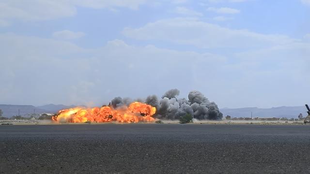 (260713) -- SANAA, July 13, 2026 (Xinhua) -- Smoke rises after airstrikes on Sanaa International Airport in Sanaa, Yemen, July 13, 2026. Houthi-run Al-Masirah TV said Monday Saudi Arabia launched several airstrikes on the runways of Sanaa International Airport in the Houthi-controlled Yemeni capital. (Houthi Media Center/Handout via Xinhua)
