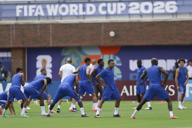 (260714) -- DALLAS, July 14, 2026 (Xinhua) -- Players of France attend a training session ahead of the semi-final match between France and Spain at the 2026 FIFA World Cup in Dallas, the United States, on July 13, 2026. (Xinhua/Hu Xingyu)