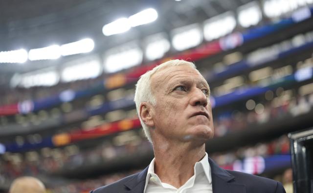 (260715) -- DALLAS, July 15, 2026 (Xinhua) -- Didier Deschamps, head coach of France, is seen before the semifinal match between France and Spain at the 2026 FIFA World Cup at Dallas Stadium in Dallas, the United States, July 14, 2026. (Xinhua/Chen Yichen)