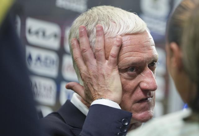 (260715) -- DALLAS, July 15, 2026 (Xinhua) -- Didier Deschamps, head coach of France, is interviewed after the semifinal match between France and Spain at the 2026 FIFA World Cup at Dallas Stadium in Dallas, the United States, July 14, 2026. (Xinhua/Huang Zongzhi)