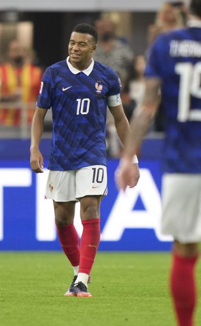 (260715) -- DALLAS, July 15, 2026 (Xinhua) -- Kylian Mbappe of France reacts after the semifinal match between France and Spain at the 2026 FIFA World Cup at Dallas Stadium in Dallas, the United States, July 14, 2026. (Xinhua/Huang Zongzhi)