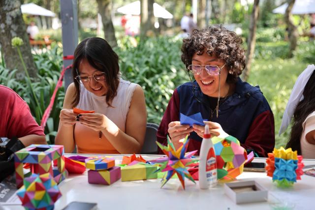 (260715) -- MEXICO CITY, July 15, 2026 (Xinhua) -- People take part in an origami workshop at the San Angel Flower Fair in Mexico City, Mexico, July 14, 2026. The annual event features flower markets, handicraft displays and cultural performances, highlighting local horticulture traditions, folk art and the historic charm of the district. (Xinhua/Liu Wenhui)