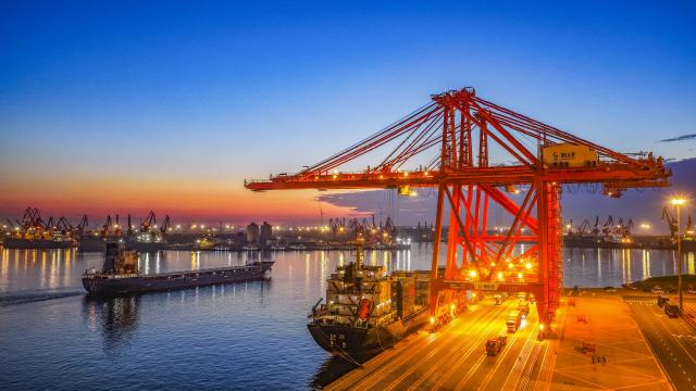 (260715) -- BEIJING, July 15, 2026 (Xinhua) -- A drone photo taken on July 15, 2026 shows a view of the Jingtang area of Tangshan Port in Tangshan City, north China's Hebei Province. China's gross domestic product (GDP) grew 4.7 percent year on year in the first half of 2026, data from the National Bureau of Statistics (NBS) showed Wednesday. (Photo by Liu Mancang/Xinhua)