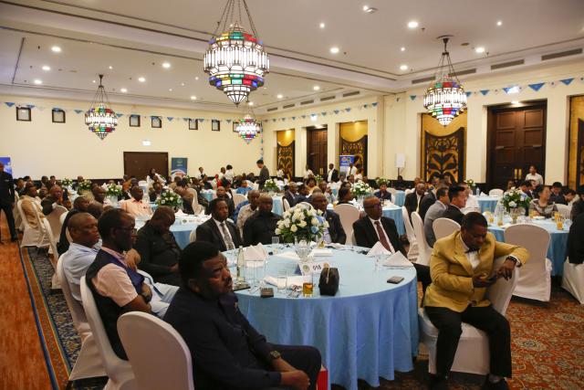 (260715) -- DAR ES SALAAM, July 15, 2026 (Xinhua) -- Guests attend the gala dinner marking the 50th anniversary of the Tanzania-Zambia Railway's commercial operation in Dar es Salaam, Tanzania, July 14, 2026. TO GO WITH "China, Tanzania, Zambia reaffirm commitment to revitalizing TAZARA at railway's 50th anniversary" (Xinhua/Nurdin Pallangyo)