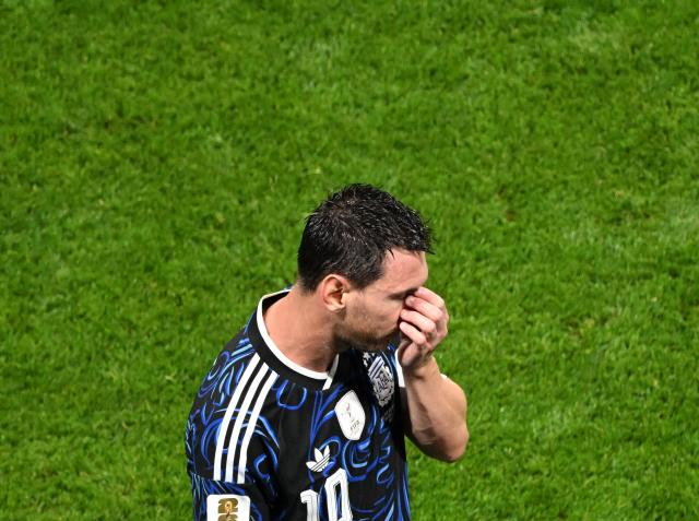 (260716) -- ATLANTA, July 16, 2026 (Xinhua) -- Lionel Messi of Argentina reacts during the semifinal match between Argentina and England at the 2026 FIFA World Cup at Atlanta Stadium in Atlanta, the United States, July 15, 2026. (Xinhua/Xiao Yijiu)