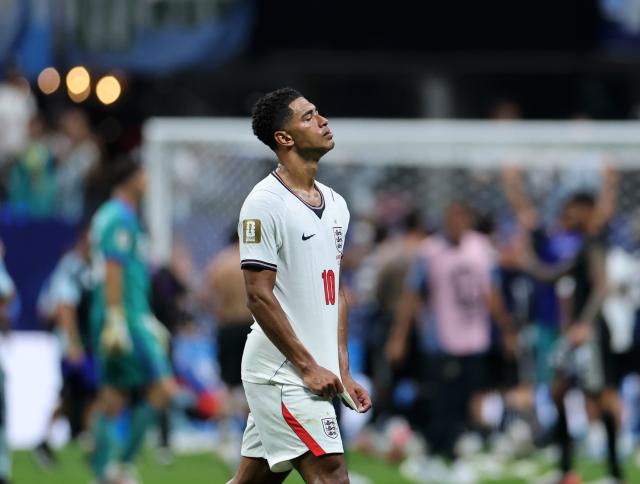 (260716) -- ATLANTA, July 16, 2026 (Xinhua) -- Jude Bellingham of England reacts after the semifinal match between Argentina and England at the 2026 FIFA World Cup at Atlanta Stadium in Atlanta, the United States, July 15, 2026. (Xinhua/Cao Can)