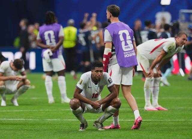 (260716) -- ATLANTA, July 16, 2026 (Xinhua) -- Jude Bellingham of England reacts after the semifinal match between Argentina and England at the 2026 FIFA World Cup at Atlanta Stadium in Atlanta, the United States, July 15, 2026. (Xinhua/Xu Chang)
