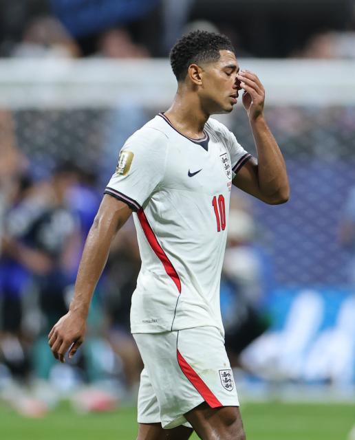 (260716) -- ATLANTA, July 16, 2026 (Xinhua) -- Jude Bellingham of England reacts after the semifinal match between Argentina and England at the 2026 FIFA World Cup at Atlanta Stadium in Atlanta, the United States, July 15, 2026. (Xinhua/Cao Can)