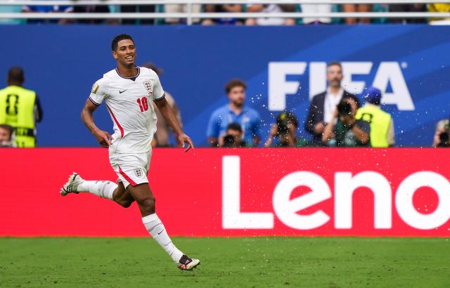 (260719) -- MIAMI, July 19, 2026 (Xinhua) -- Jude Bellingham of England celebrates scoring during the bronze final match between France and England at the 2026 FIFA World Cup in Miami, the United States, July 18, 2026. (Xinhua/Hu Xingyu)