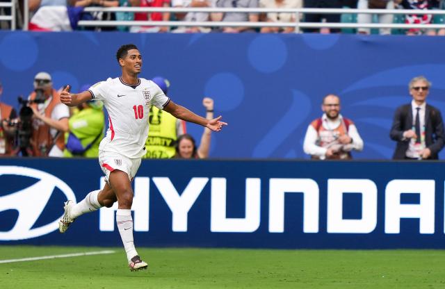 (260719) -- MIAMI, July 19, 2026 (Xinhua) -- Jude Bellingham of England celebrates scoring during the bronze final match between France and England at the 2026 FIFA World Cup in Miami, the United States, July 18, 2026. (Xinhua/Hu Xingyu)