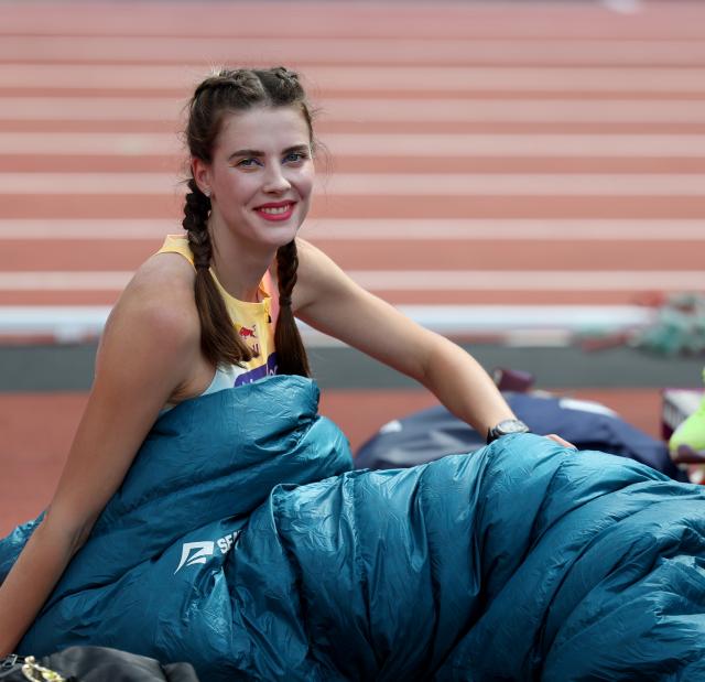 (260719) -- LONDON, July 19, 2026 (Xinhua) -- Ukraine's Yaroslava Mahuchikh is seen during the women's high jump final at the 2026 World Athletics Diamond League in London, Britain, on July 18, 2026. (Xinhua/Li Ying)
