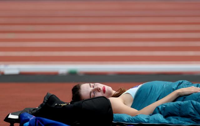 (260719) -- LONDON, July 19, 2026 (Xinhua) -- Ukraine's Yaroslava Mahuchikh is seen during the women's high jump final at the 2026 World Athletics Diamond League in London, Britain, on July 18, 2026. (Xinhua/Li Ying)