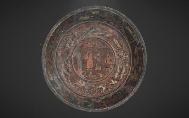 (260719) -- MAANSHAN, July 19, 2026 (Xinhua) -- This file photo provided by the Three Kingdoms Zhu Ran Family Cemetery Museum in Maanshan, east China's Anhui Province, shows a lacquerware.
  The museum currently exhibits rare lacquered wooden treasures unearthed from the tomb of general Zhu Ran in the Eastern Wu Kingdom during the Three Kingdoms period (220-280). Among these masterpieces, lacquered wooden clogs are displayed to the public for the first time since they were excavated more than 40 years ago. (Xinhua)