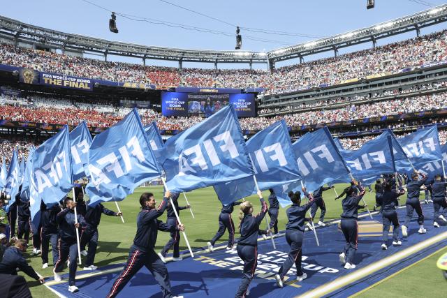 (260720) -- NEW JERSEY, July 20, 2026 (Xinhua) -- Flagbearers are seen before the final match between Spain and Argentina at the 2026 FIFA World Cup at the New York New Jersey Stadium, the United States, July 19, 2026. (Xinhua/Li Ming)