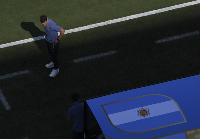 (260720) -- NEW JERSEY, July 20, 2026 (Xinhua) -- Lionel Scaloni, head coach of Argentina, reacts during the final match between Spain and Argentina at the 2026 FIFA World Cup at the New York New Jersey Stadium, the United States, July 19, 2026. (Xinhua/Chen Yichen)