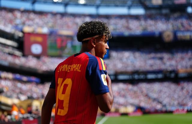 (260720) -- NEW JERSEY, July 20, 2026 (Xinhua) -- Lamine Yamal of Spain reacts during the final match between Spain and Argentina at the 2026 FIFA World Cup at the New York New Jersey Stadium, the United States, July 19, 2026. (Xinhua/Jia Haocheng)