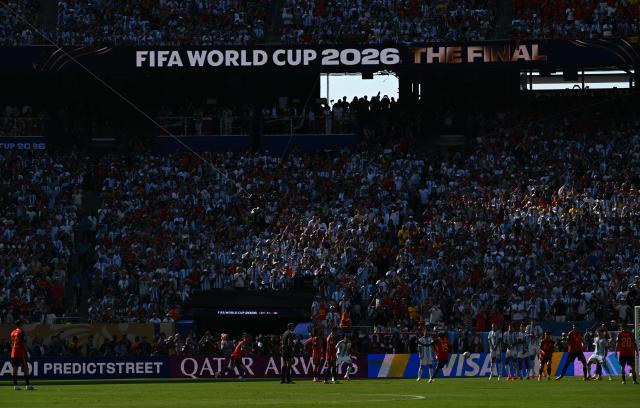 (260720) -- NEW JERSEY, July 20, 2026 (Xinhua) -- Lamine Yamal of Spain shoots during the final match between Spain and Argentina at the 2026 FIFA World Cup at the New York New Jersey Stadium, the United States, July 19, 2026. (Xinhua/Xiao Yijiu)