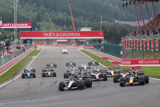 (260720) -- STAVELOT, July 20, 2026 (Xinhua) -- Race Start during the Formula One Belgian Grand Prix at the Spa-Francorchamps circuit in Stavelot, Belgium, on July 19, 2026. (Photo by Bao Di/Xinhua)