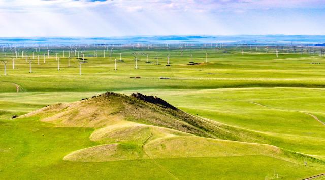 (260720) -- XILINGOL LEAGUE, July 20, 2026 (Xinhua) -- An aerial drone photo taken on July 19, 2026 shows a volcano in a national geopark in Xilingol League, north China's Inner Mongolia Autonomous Region. (Photo by Wang Zheng/Xinhua)