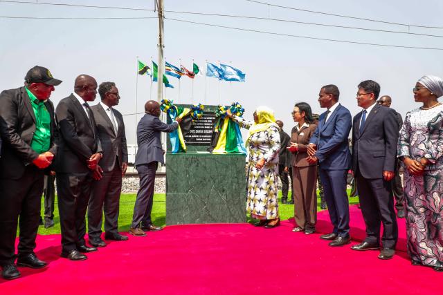 (260720) -- KIGOMA, July 20, 2026 (Xinhua) -- Tanzanian President Samia Suluhu Hassan (5th R) presides over the groundbreaking ceremony of the Chinese-built sixth section of the Standard Gauge Railway (SGR), connecting Tabora to Kigoma, in Kigoma, Tanzania, July 20, 2026. Hassan on Monday thanked Chinese enterprises for their contributions to the country's development efforts aimed at benefiting its people.
The project is being constructed by a joint venture of China Railway Construction Corporation (CRCC) and China Civil Engineering Construction Corporation (CCECC). (Photo by Emmanuel Herman/Xinhua)