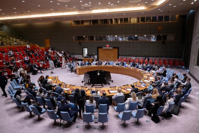 (260720) -- UNITED NATIONS, July 20, 2026 (Xinhua) -- The Security Council holds a meeting on Haiti at the UN headquarters in New York, July 20, 2026. The top UN envoy in Haiti on Monday called for efforts to maintain the current momentum in the country's political transition. (Manuel Elias/UN Photo/Handout via Xinhua)