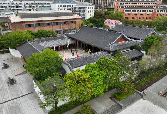 (260721) -- FUZHOU, July 21, 2026 (Xinhua) -- An aerial drone photo taken on April 2, 2026 shows a view of the China Shipyard Culture Park in Fuzhou, southeast China's Fujian Province. The China Shipyard Culture Park, opened in 2023 on the site of a century-old shipbuilding complex, preserves a collection of historic industrial buildings. The park combines exhibitions, educational programs, performances and tourism, showcasing China's modern shipbuilding heritage. (Xinhua/Lin Shanchuan)
