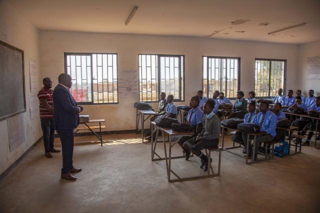 (260721) -- LUSAKA, July 21, 2026 (Xinhua) -- Students attend class at Minsenga Secondary School built by Sino-Metals Leach Zambia Limited in Kalulushi, Copperbelt Province, Zambia, on July 14, 2026. TO GO WITH "Feature: Chinese companies expand access to education for rural children in Zambia" (Photo by Martin Mbangweta/Xinhua)