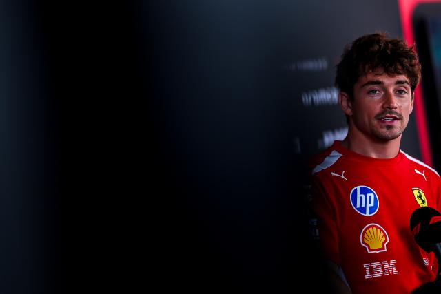 (260724) -- MOGYOROD, July 24, 2026 (Xinhua) -- Ferrari's Charles Leclerc of Monaco receives an interview at the paddock during the media day of the Formula One Hungarian Grand Prix at the Hungaroring in Mogyorod, near Budapest, Hungary, July 23, 2026. (Photo by David Balogh/Xinhua)