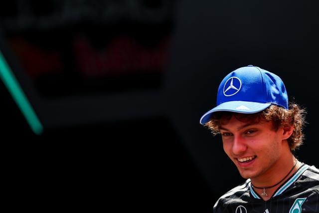 (260724) -- MOGYOROD, July 24, 2026 (Xinhua) -- Mercedes' Andrea Kimi Antonelli of Italy arrives at the paddock during the media day of the Formula One Hungarian Grand Prix at the Hungaroring in Mogyorod, near Budapest, Hungary, July 23, 2026. (Photo by David Balogh/Xinhua)