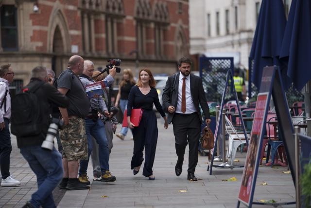 (260724) -- MANCHESTER, July 24, 2026 (Xinhua) -- Louise Haigh (2nd R), first secretary of state, chancellor of the Duchy of Lancaster and minister for the Cabinet Office, arrives at the Heron House where No10 North is located in Manchester, Britain, on July 24, 2026. British Prime Minister Andy Burnham on Thursday began working from a new government office in Manchester, dubbed "No10 North," as part of his plan to shift economic decision-making away from Westminster and devolve more powers to local authorities.
   Located at Heron House in central Manchester, the office will serve as the government's new "situation room for growth," coordinating work on local economic development and devolution, according to a government statement. (Photo by Jon Super/Xinhua)