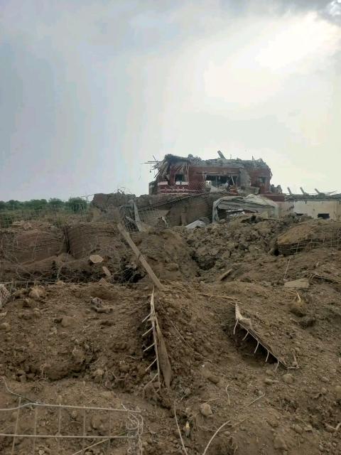 (260724) -- TANK, July 24, 2026 (Xinhua) -- This photo taken with mobile phone shows destroyed security post in Tank district in Pakistan's northwest Khyber Pakhtunkhwa province on July 24, 2026. At least 14 people, including security personnel, police officers and a forest department official, were killed in a suicide bombing targeting a security post in Pakistan's northwest Khyber Pakhtunkhwa province, security sources said on Friday. (Str/Xinhua)