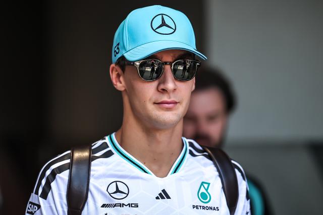 (260725) -- MOGYOROD, July 25, 2026 (Xinhua) -- Mercedes' George Russell of Britain arrives before the first free practice session of the Formula One Hungarian Grand Prix at the Hungaroring in Mogyorod, near Budapest, Hungary, July 24, 2026. (Photo by David Balogh/Xinhua)