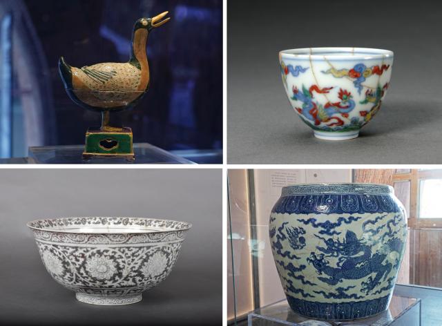(260725) -- JINGDEZHEN, July 25, 2026 (Xinhua) -- This combo photo shows porcelain wares unearthed from the imperial kiln site in Jingdezhen, east China's Jiangxi Province. The United Nations Educational, Scientific and Cultural Organization (UNESCO) added China's Jingdezhen Handicraft Porcelain Industry Sites to the World Heritage List on Saturday during the 48th session of the World Heritage Committee held in Busan, South Korea.
   The inscription brings the total number of World Heritage sites in China to 61. (Xinhua)