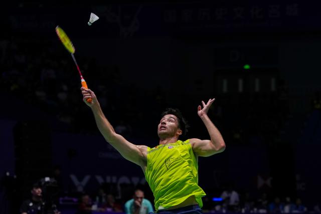 (260725) -- CHANGZHOU, July 25, 2026 (Xinhua) -- Toma Junior Popov competes during the men's singles semifinal match between Toma Junior Popov of France and Victor Lai of Canada at the China Open 2026 badminton tournament in Changzhou, east China's Jiangsu Province, July 25, 2026. (Xinhua/Li Bo)